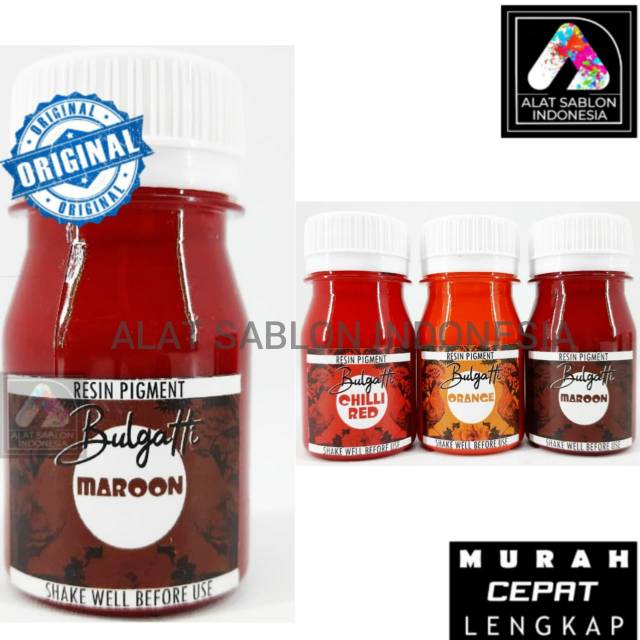 

PIGMEN PEWARNA RESIN MERAH HATI MAROON 45GR ALAT SABLON