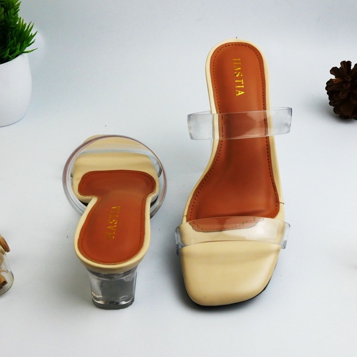 SANDAL WANITA HEELS KACA 5 CM JELLY - KIARA