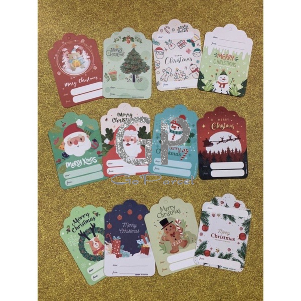 ( Lsn 12 Pc ) SANWA GIFT CARD NATAL - HANG TAG SANSAN WAWA / KARTU UCAPAN - GREETING CARD MERRY CHRISTMAS / XMAS MOTI