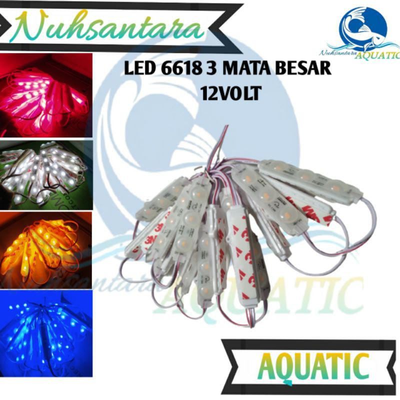 LAMPU LED  STRIP SAMSUNG 3 MATA BESAR  12 VOLT 1,2 WATT COCOK BUAT AQUARIUM MOTOR