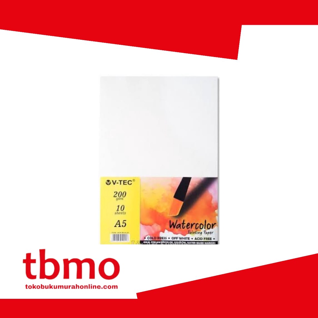 

TBMO WATER COLOUR PAINTING PAPER WCP 20010 10SHEETS/200GR UK.A5 COLD PRESS V-TEC / KERTAS GAMBAR / KERTAS LUKIS
