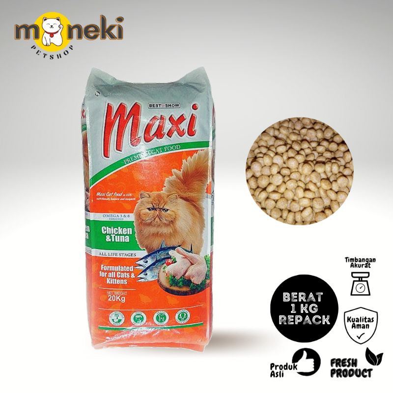 Maxi Cat Food Kitten & Adult (Chicken & Tuna) Repack 1 Kg