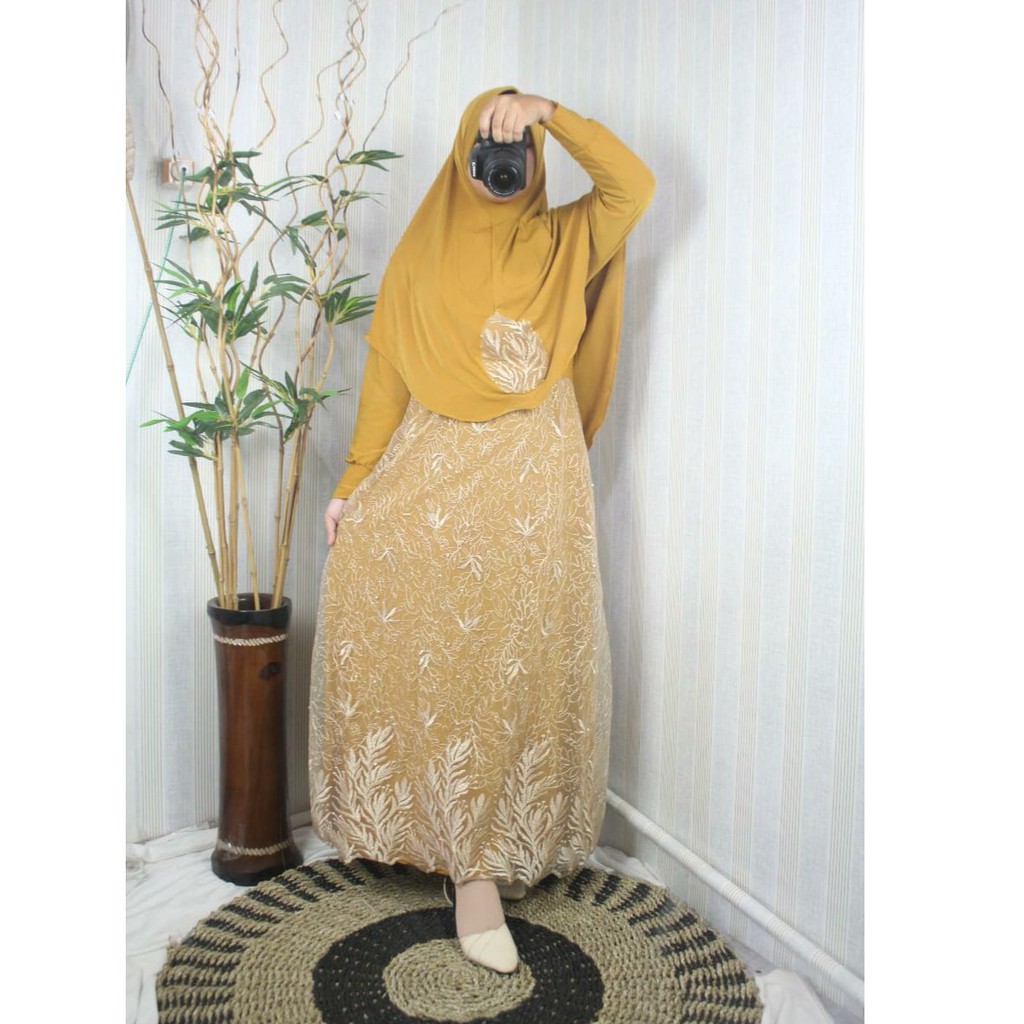 Gamis BRUKAT mix jersey burkat full MASYITHA brokat set syari khimar terbaru pesta masyita