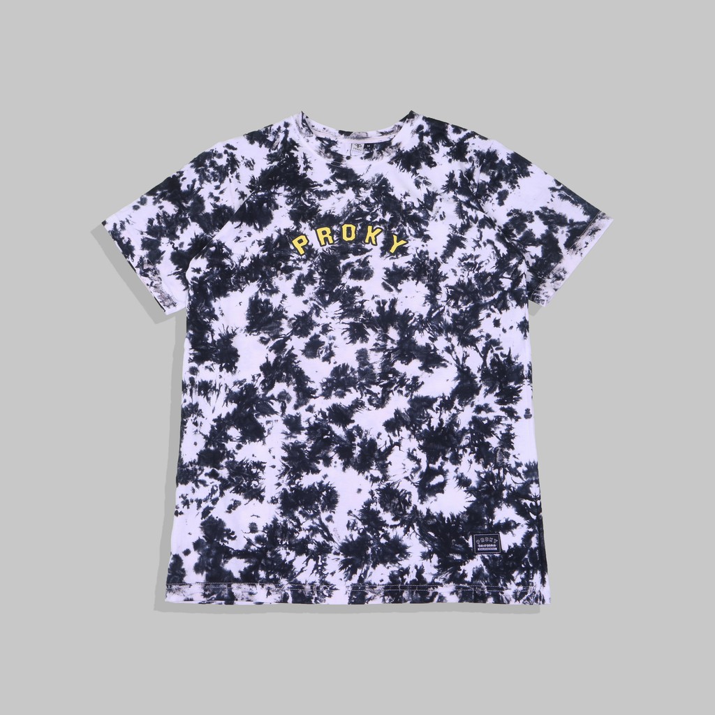 Kaos Pria Tie Dye Putih Hitam Proky