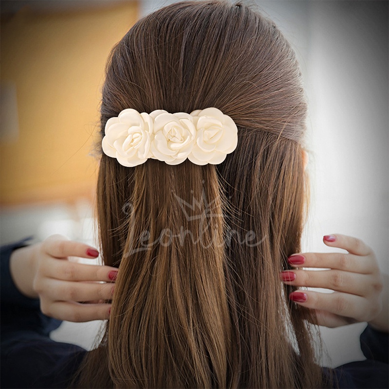 AC075 Rose Jepit Rambut atau Ikat Rambut Motif Bunga Mawar Elegan Model Aksesoris Korea