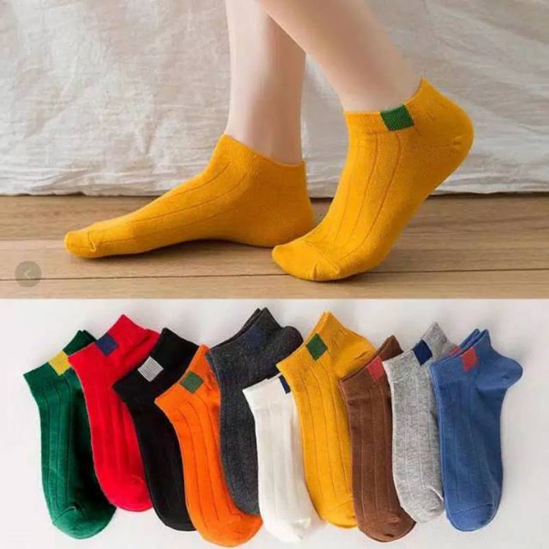 Kaos kaki ankle polos 6 garis  wanita