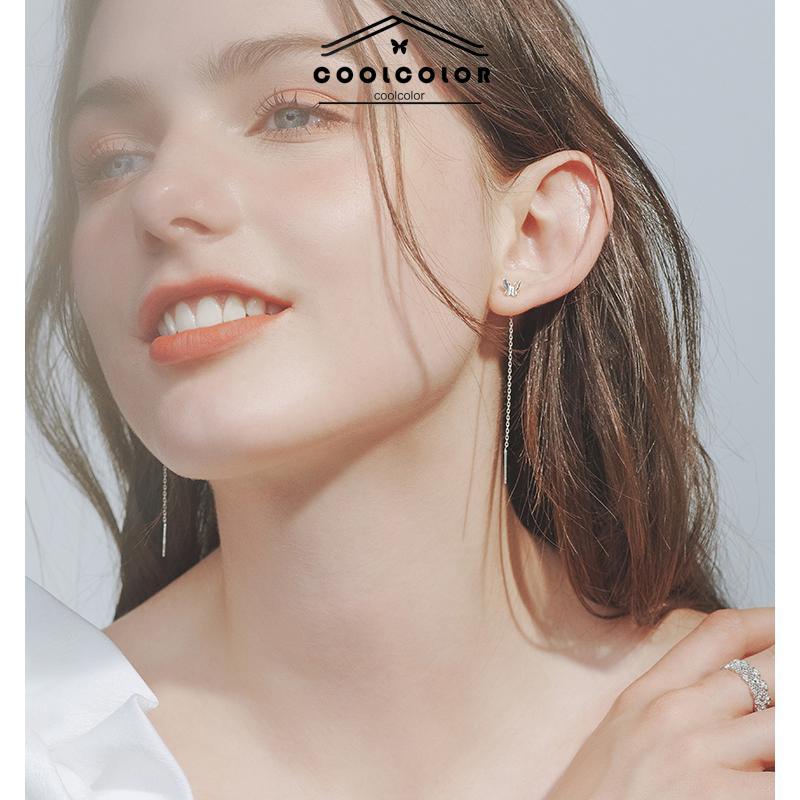 COD❤️1 sepasang Anting Garis telingaTelinga Wanita Kupu-kupu Kecil Anti Alergi Dan Anti Karat Penuh Kancing Telinga Aksesoris Emas Perak Fashion Korea Impor Murah