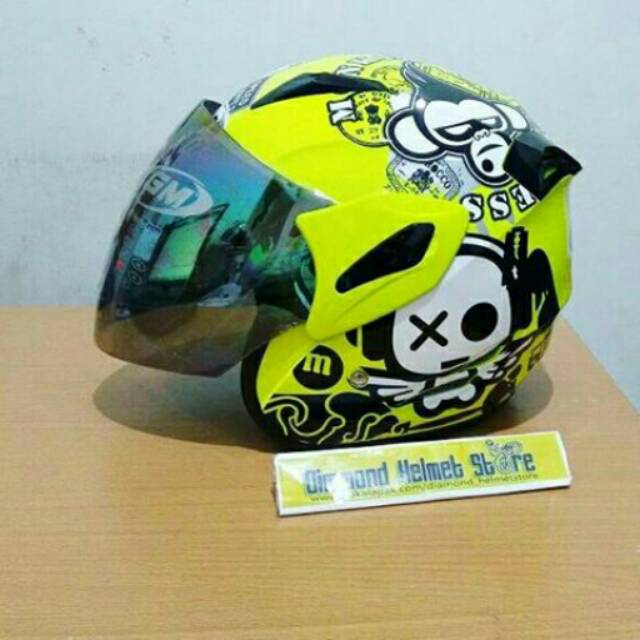 Helm GM Fighter Speak Up Bikerz Demon Yellow Fluo murah berkualitas