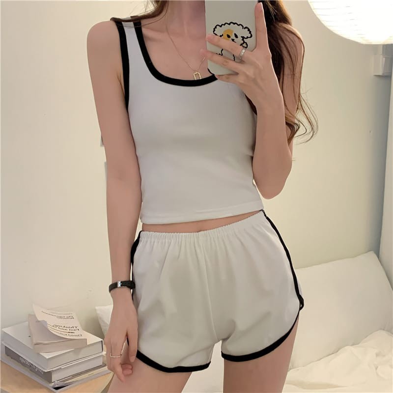 Vbras Offical Shop BR42 Pakaian Olahraga Sport Stelan Crop Top Sport Zumba Gym Yoga-PUTIH