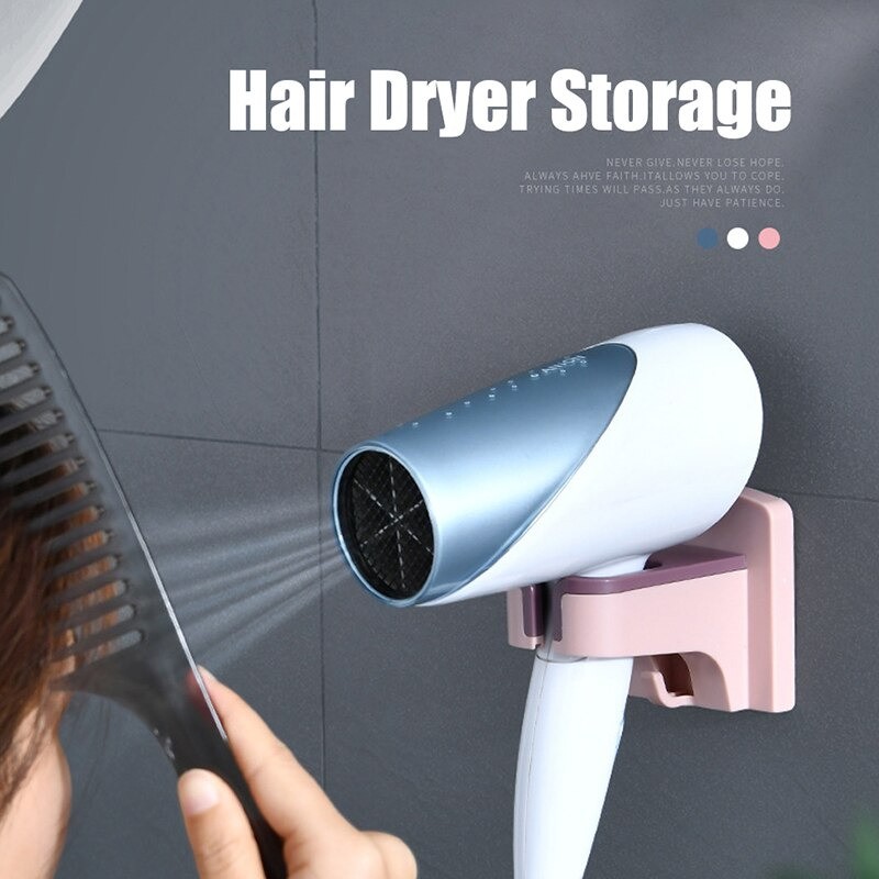 Rak Hair Dryer Holder Blower Organizer Adhesive Wall Mounted - YG2 - White