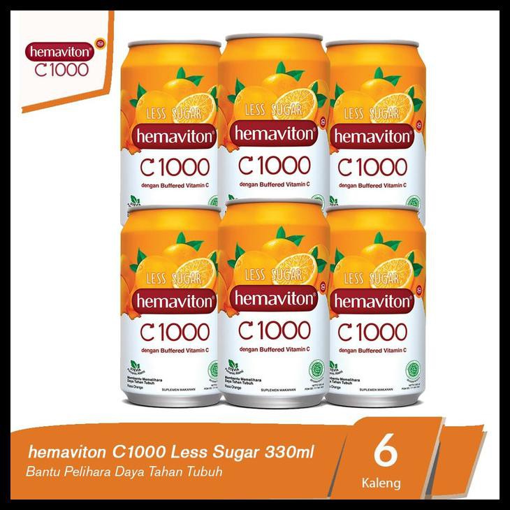Hemaviton C1000 + Collagen Orange Kaleng Less Sugar 330 Ml/ 6 Kaleng