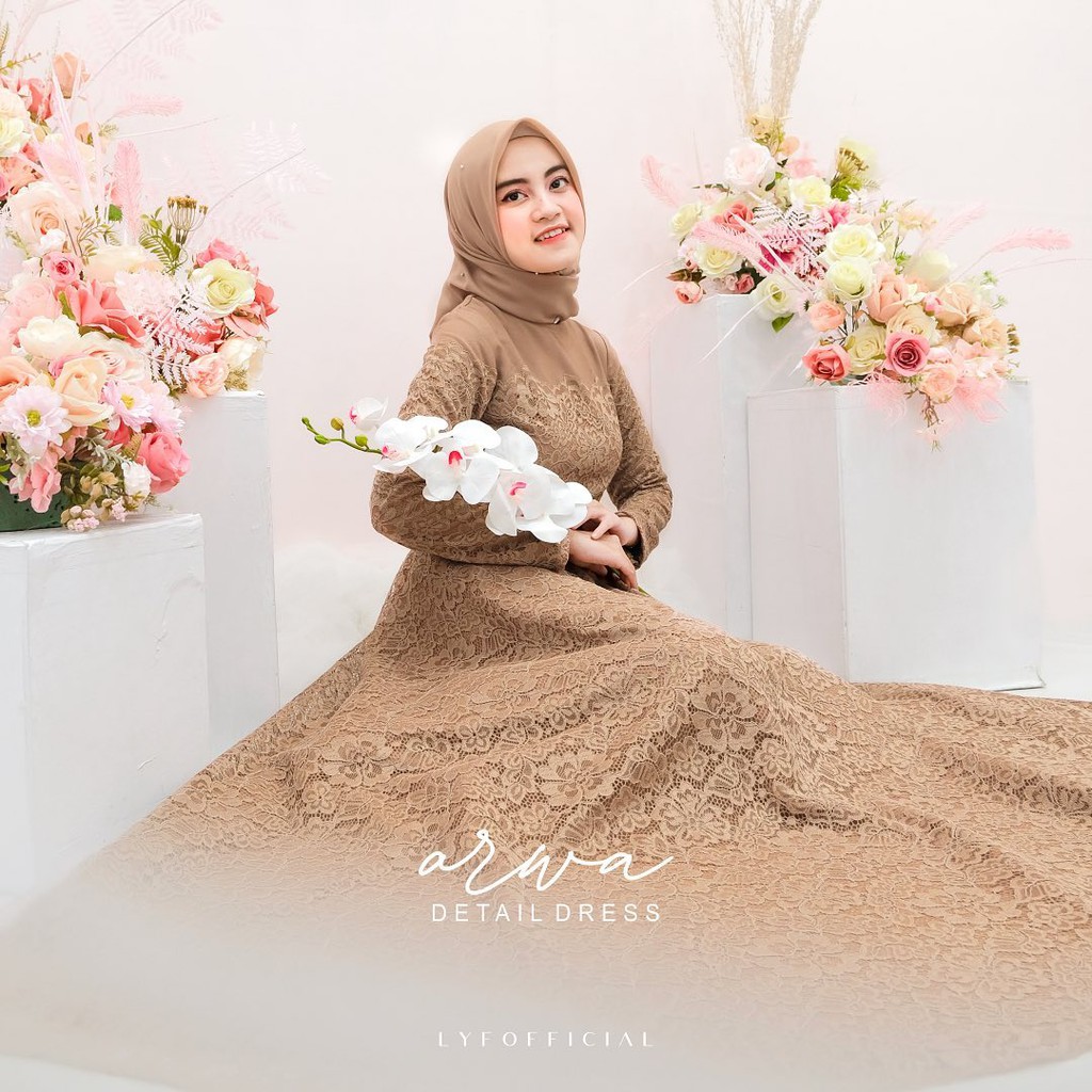 ARWA Dress Gaun Baju Kondangan Lamaran Bridesmaid Pesta Tunangan Maternity Wanita Muslimah By LYF OF