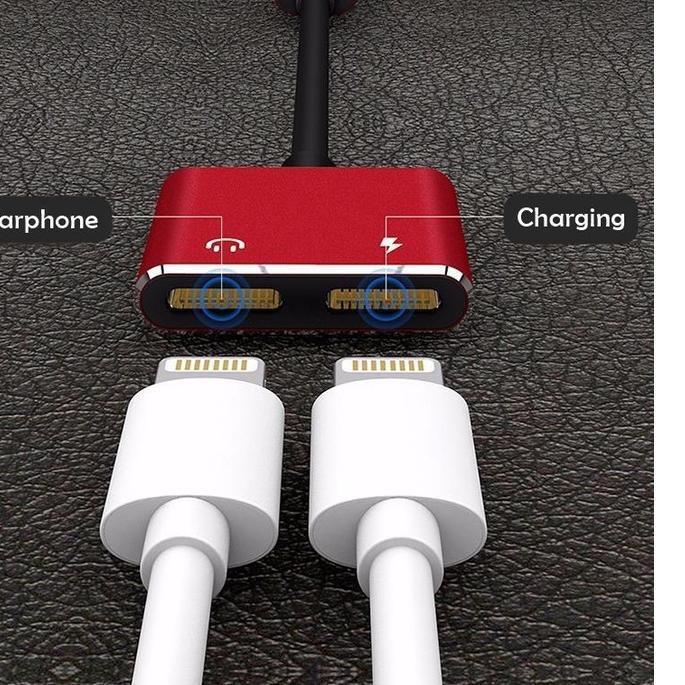 COD (Support Open Mic) Splitter Dual Lightning Iphone - Adapter Converter 2in1 Iphone Lightning to L