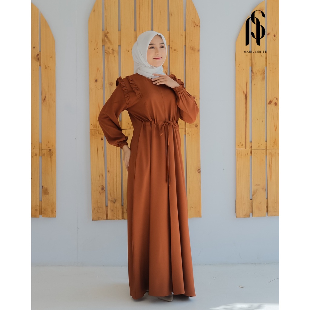 Gamis katun sevila syamila ori jr one dress renda cantik katun tiffany twill