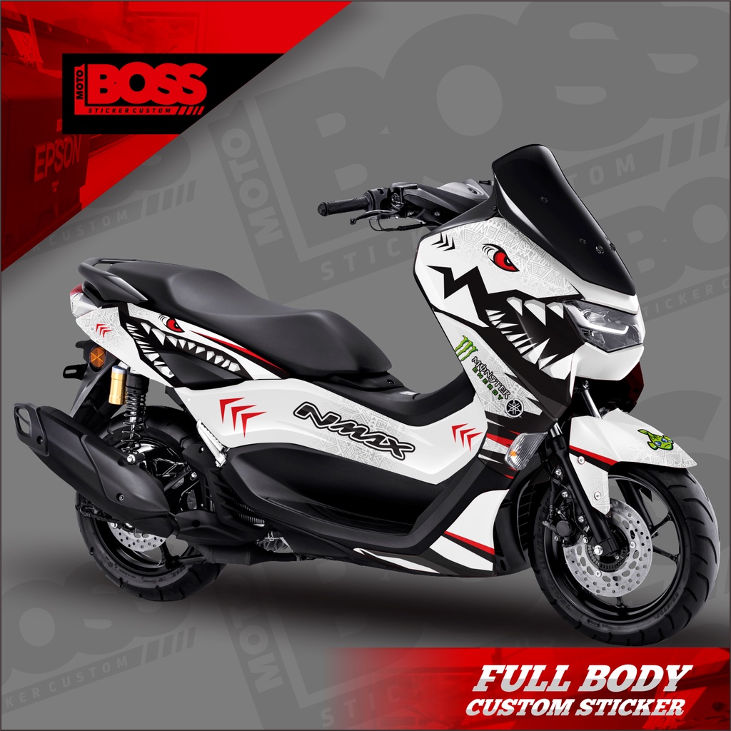 Decal Sticker Stiker Nmax 2020 2021 2022 Full Body New Nmax Motif White Shark