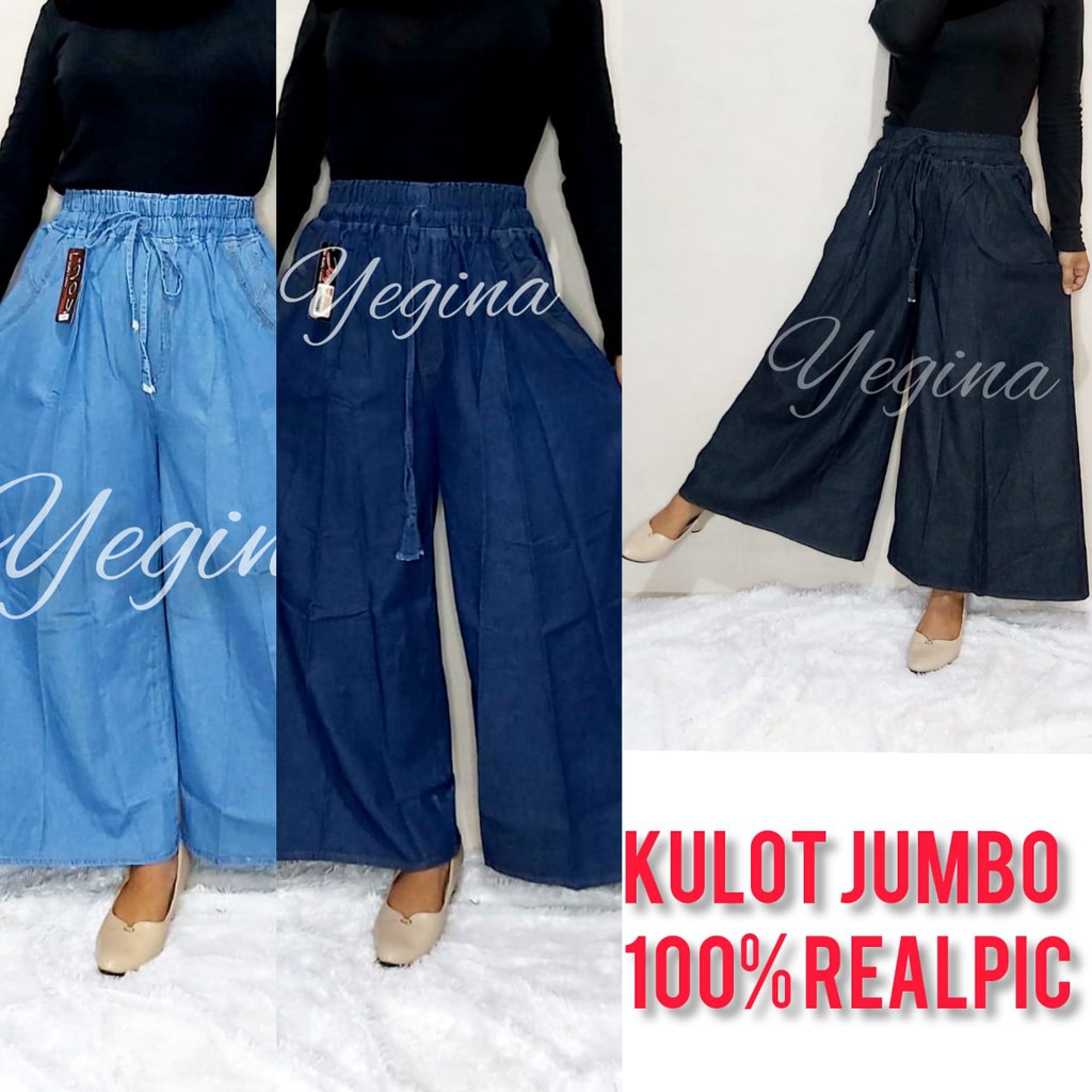 KULOT JEANS JUMBO JAMINAN KUALITAS BISA COD/CELANA KULOT LEBAR MAYUNG/KULOT A JUMBO/CELANA KULOT