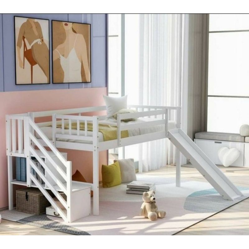 dipan / tempat tidur anak satu dengan perosotan bisa custom sesuai permintaan UK 90x 200