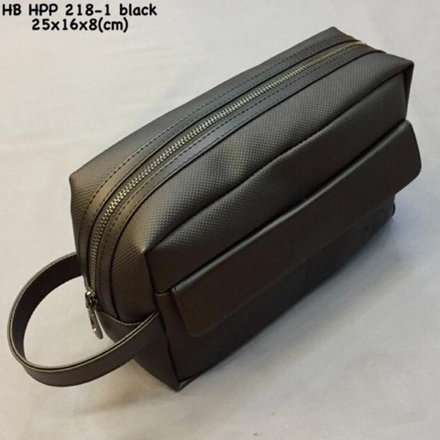 PI650 HANDBAG HUSH PUPPIES ORIGINAL BLACK TAS TANGAN PRIA CLUTCH KEREN