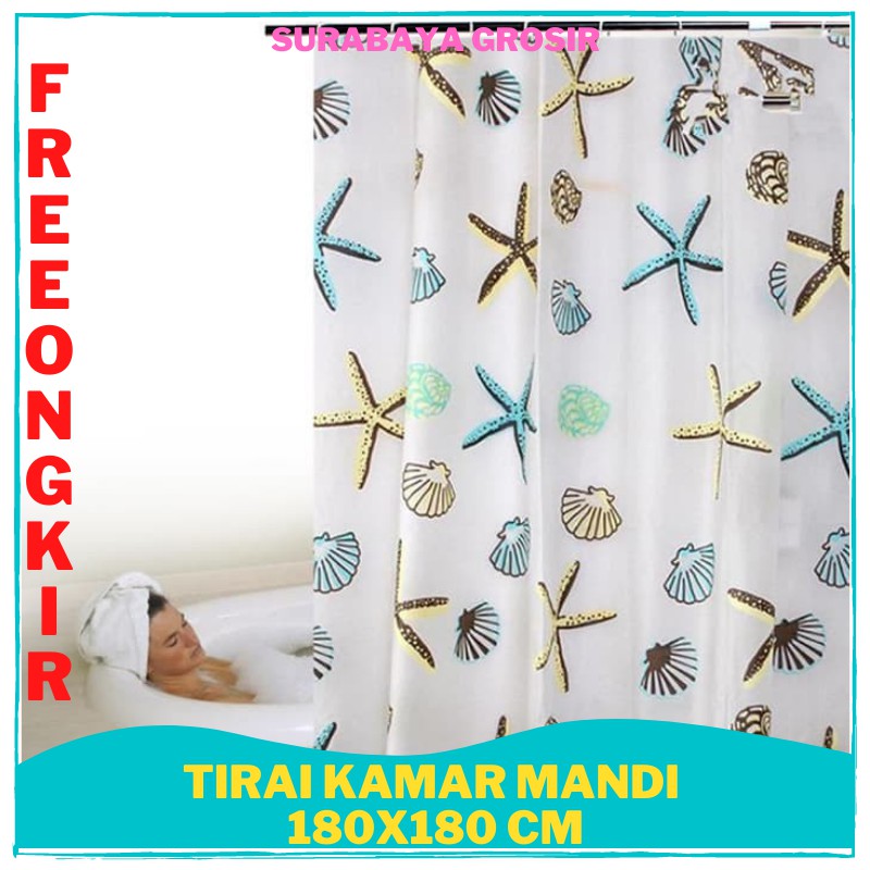 NEW Tirai Kelambu Gordyn Gorden Kamar Mandi Shower Curtain 180x180 cm Motif Anti Air Pintu Magic SG