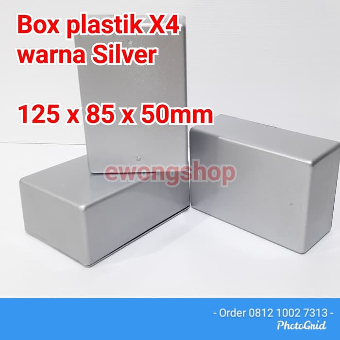Kotak box plastik X4 casing komponen elektronika warna silver exsa60