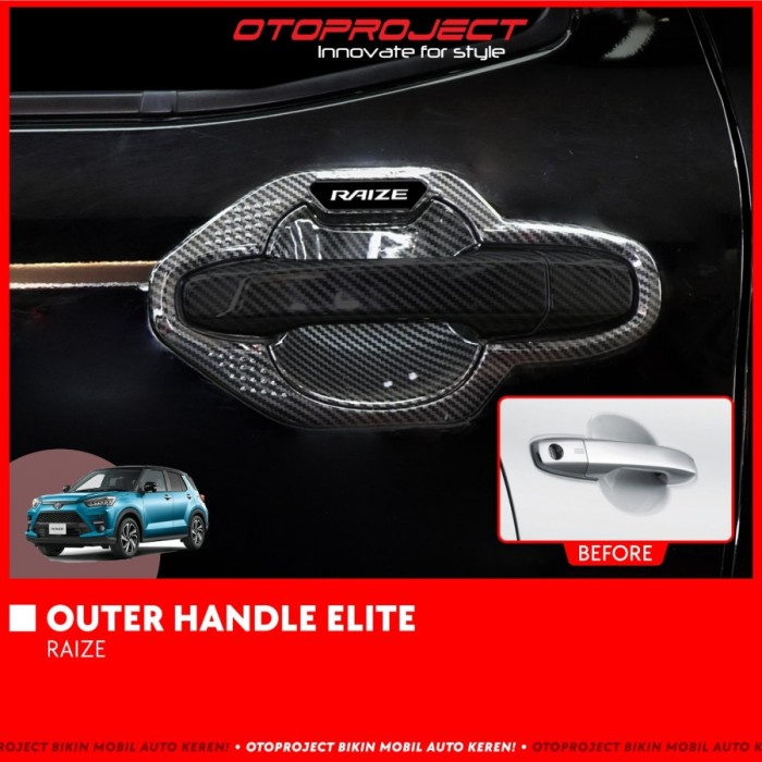 Outer Handle Mobil Toyota Raize Model Elite Carbon Matte Black Chrome