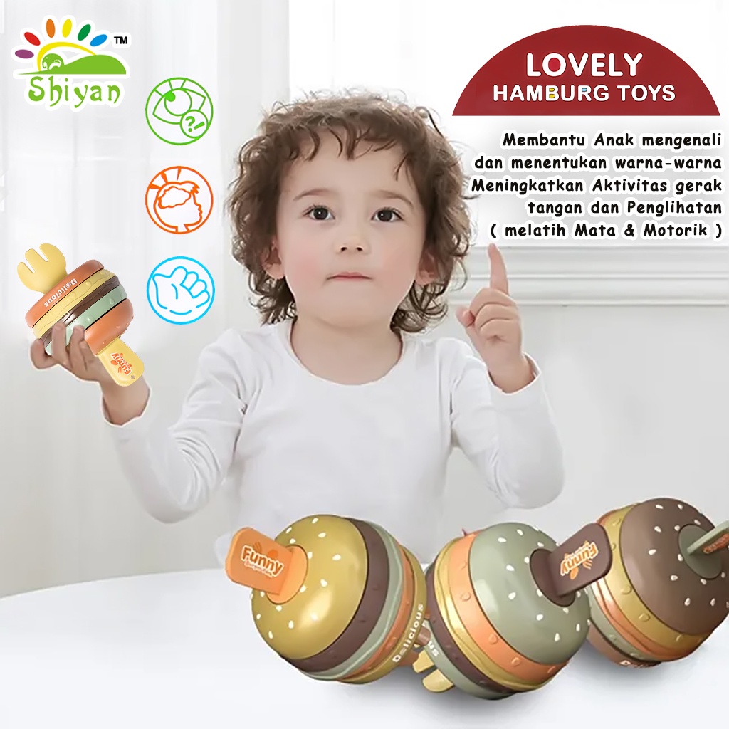 [Shiyan] mainan mini hamburger dengan garpu mini mainan lucu lovely hamburg toys mini fork pengiriman RANDOM / ACAK