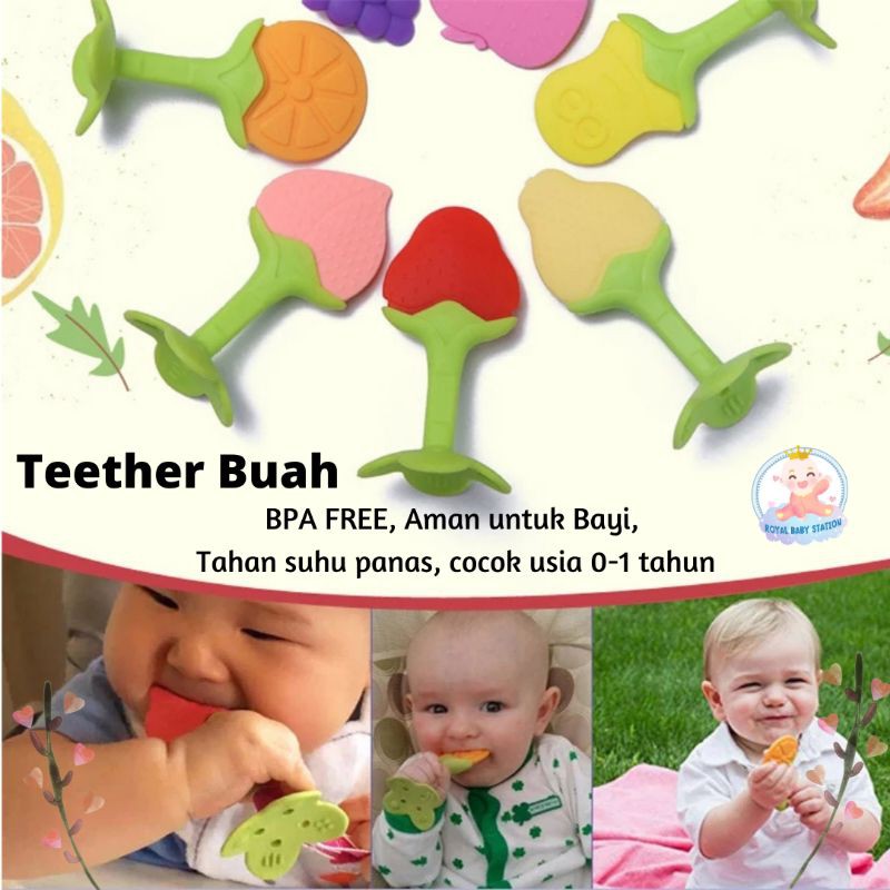 Mainan Gigitan Bayi Teether Buah Fruit Kenyal dan Aman