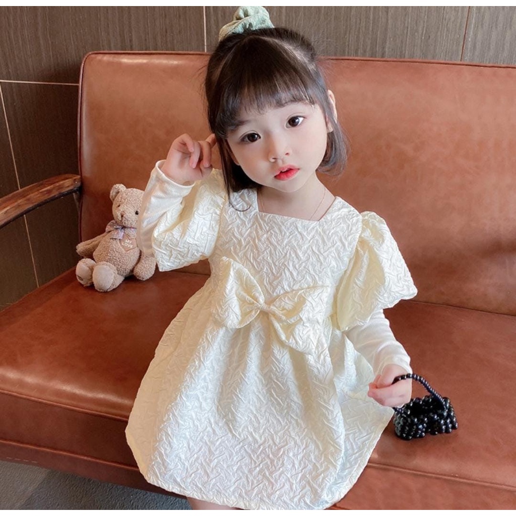 Promo !! Dress simple anak cewek / dress embossed ribbon salsabilla ukuran 2-4tahun / Dress anak perempuan / Dress bestseller