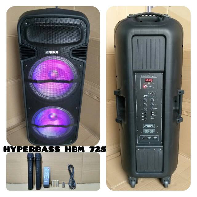 SPEAKER AKTIF 15 INCH DOUBLE PORTABLE HYPERBASS HBM 725