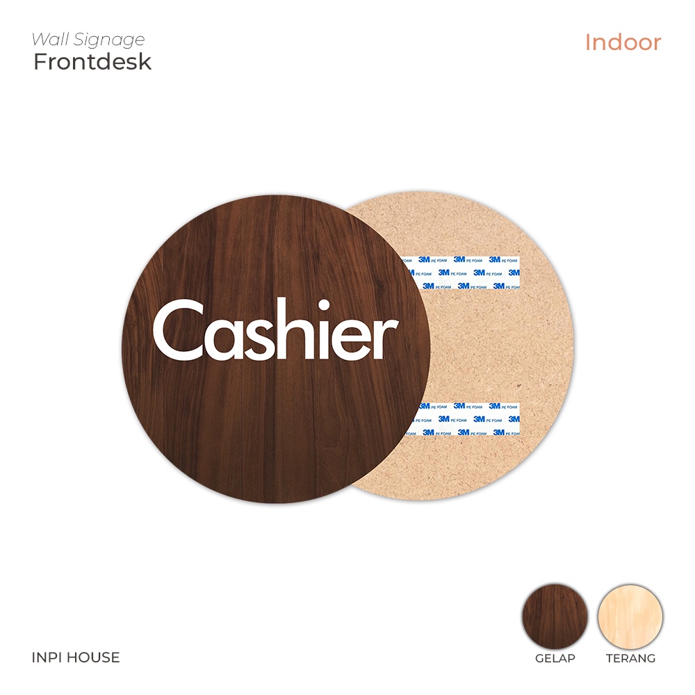 cashier signage - wall sign cashier - papan tanda tulisan kasir - Coklat