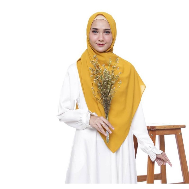 pashmina ceruty babydoll polos warna kuning by khazanah hijab