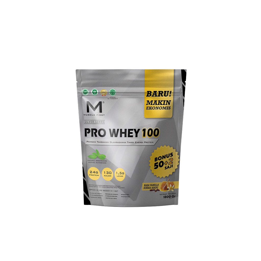 Pro Whey 100 4lb 4lbs 1.8kg Musclefirst Muscle First M1 Nutrion Whey Protein Concentrate Isolate Rasa Coklat Dan vanilla Kurma madu Susu protein Evolene Vectorlabs BXN ANS Mutant Whey Lmen PROMO GRATIS TAS