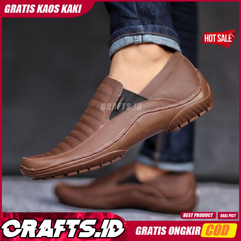 CRAFTS X CORZA Sepatu Formal Sepatu Pria Casual Pantofel Kulit Asli Kasual Kerja Kantor Kondangan Cowok Pria