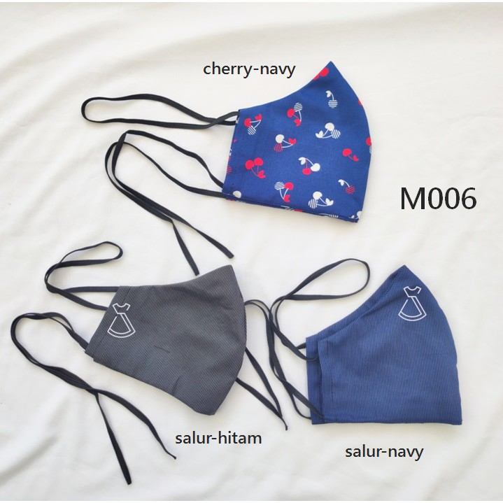 M006 - Masker hijab Kain soft katun jepang 2 Lapis Lembut  motif polkadot Masker headloop Murah