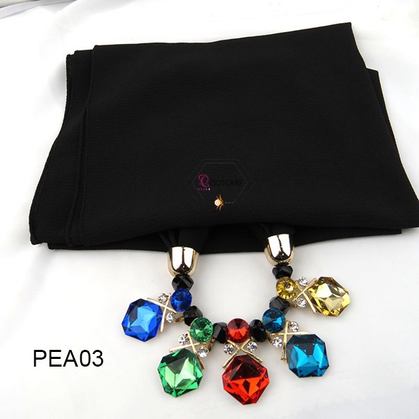 SCARF TASSEL pashmina 2in1 kalung pendant PEA hijab instan ZIOSCARF