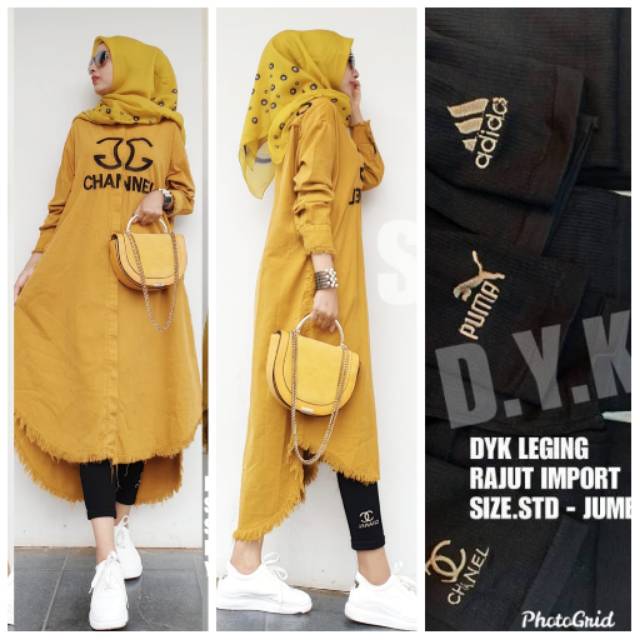READY NEWWW ORI SHR 3IN1 KEMEJA TUNIK SET KERUDUNG+LEGGING