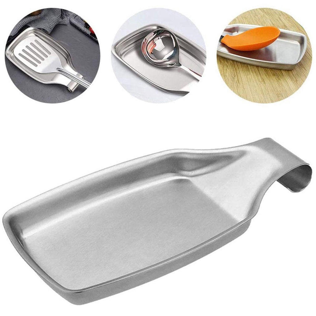 REBUY Sendok Istirahat Restoran Rumah Stainless Steel Peralatan Masak Alat Makan Meja Spatula Berdiri