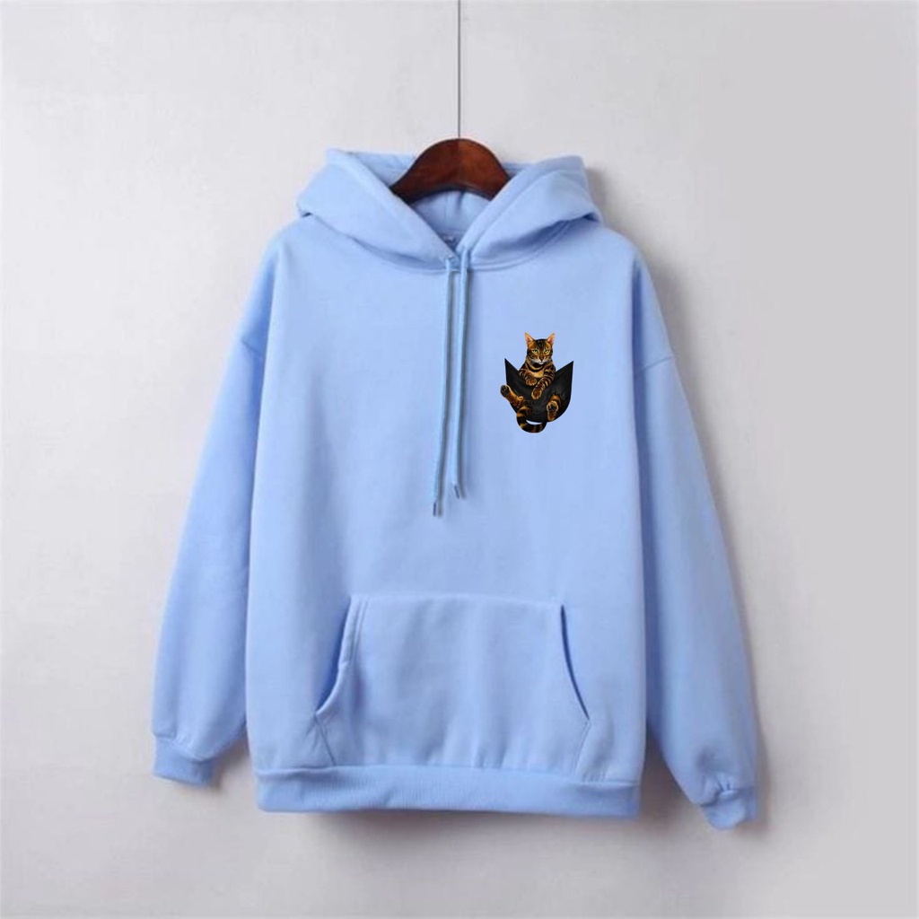 SWEATER CREWNECK CAT PEPPER PRIA/WANITA FLEECE