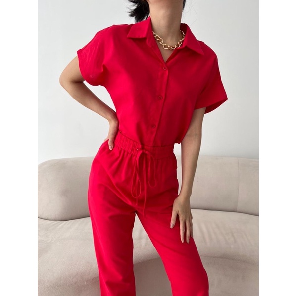 HANA LINEN SET-Red