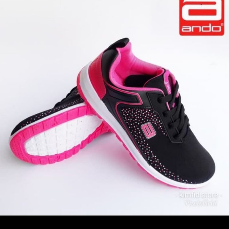 sepatu ANDO TIFFANY ( 37 - 40 ) HITAM/FUSHIA - sepatu sneakers wanita