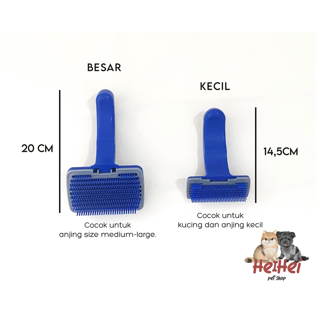 Self Cleaning Grooming Brush Pet Cat Dog - Sisir Hewan Tombol Anjing dan Kucing