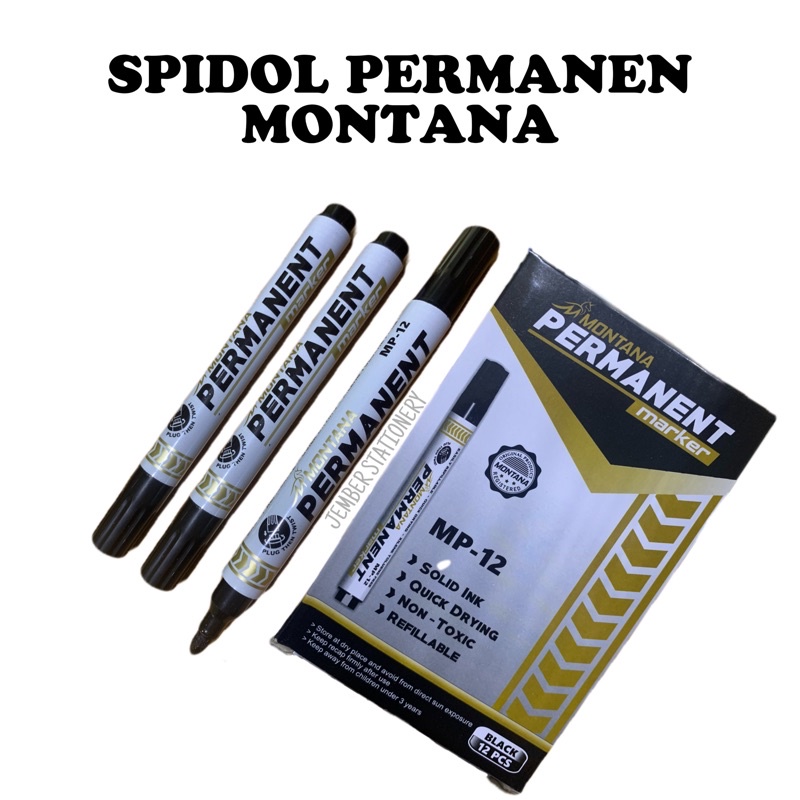 

(12 pcs) Spidol Permanen Montana | Spidol Besar