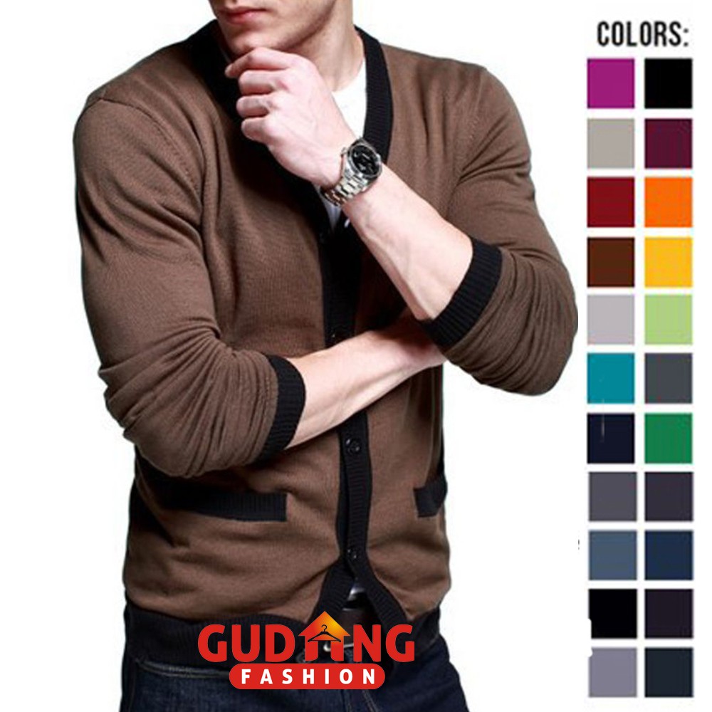 Cardigan Pria Rajut Rajut Banyak Pilihan Warna Warna – CAR (COMB)