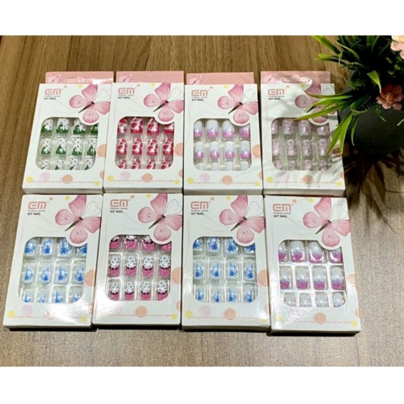 KUKU PALSU + LEM SET ISI 12 FAKE NAILS ART