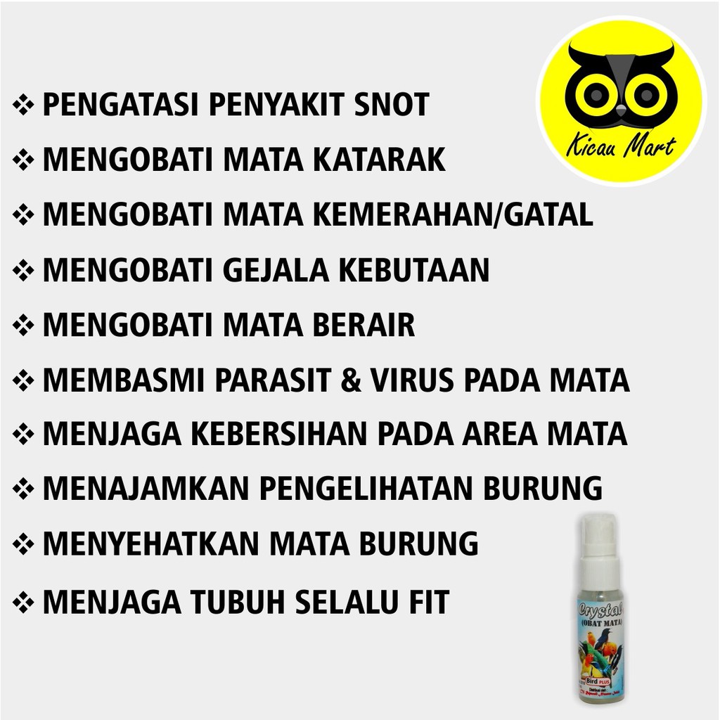 VITAMIN OBAT MATA KATARAK IRITASI BURUNG LOVEBIRD KACER MURAI PLECI CRYSTAL KRISTAL SNOT BMW AOV6BMW