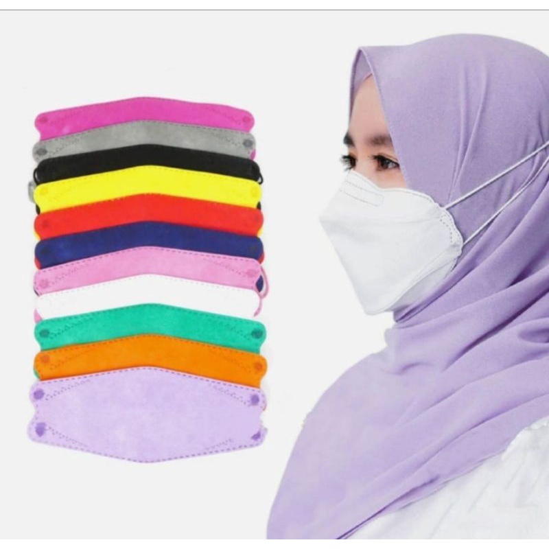 Masker KF94 HIJAB HEADLOOP ISI 10 PCS/ MASKER KF94 HEADLOOP/3 pics.6000