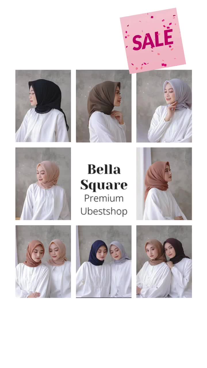 Jilbab Segiempat BELLA SQUARE hijab pollycotton kerudung segiempat