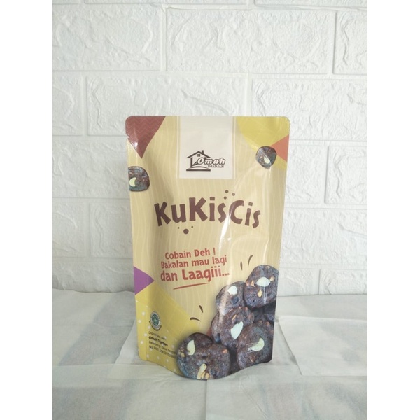 KUKISCIS KUE COKLAT KERING COOKIES CEMILAN BROWNIES COKLAT KERING TOPPING ALMOND 80 GRAM