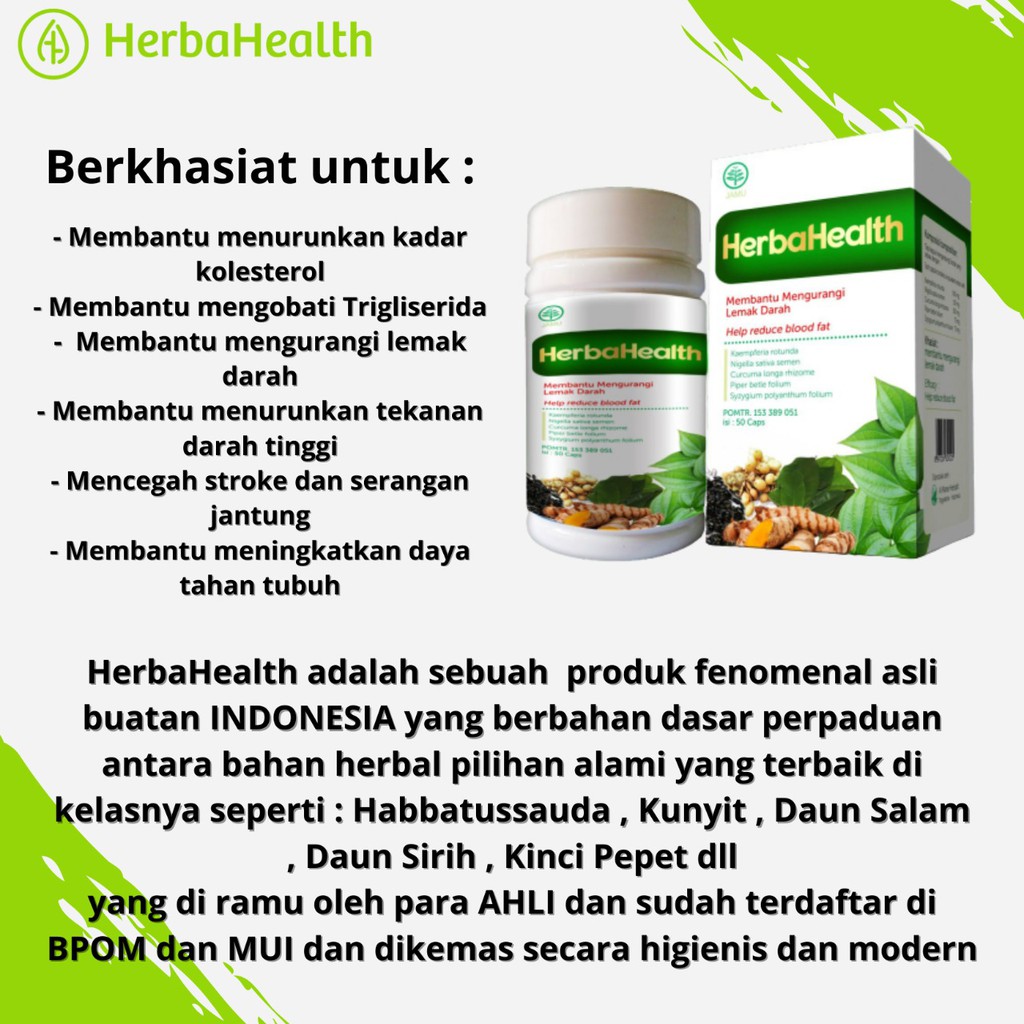 

Obat Herbal Kolesterol - HerbaHealth Herbal Kolesterol Darah Tinggi Hipertensi BPOM dan MUI