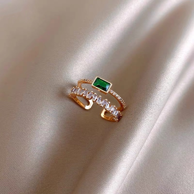 Beccarite double-layer cincin wanita anggun dan modis terbuka cincin pribadi influencer in fashion a